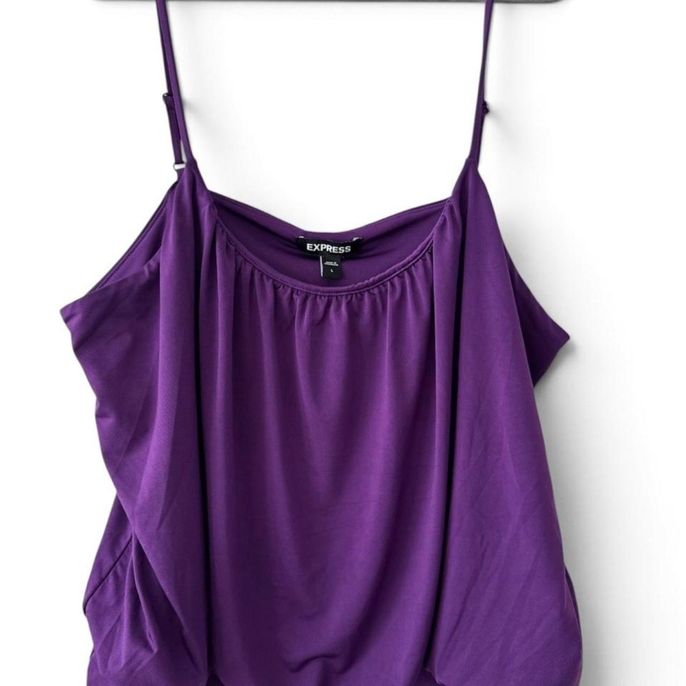 Express Purple Draped Cami Top Bubble Hem L NWT Y2K Fall Layering Going Out